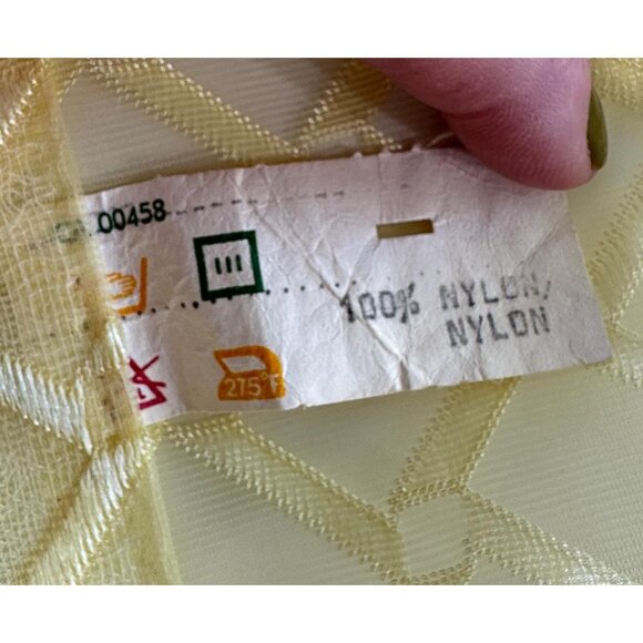 Vintage 70s shower curtains, bright yellow, diamond geometric pattern, sheer - Picture 5 of 7
